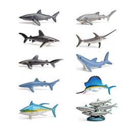 Action Toy Figures 10pcs Mini Deep sea Fish Sardine Sharks Whale Sailfish Model Figure Sea Marine Ocean Animal Miniature Decoration Playsets Toys 230617