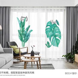 Curtain Custom Chiffon Window Drape For Nursery Kids Children Living Room Palm Leaves Leaf White Khaki Grey Brown Pink Blue