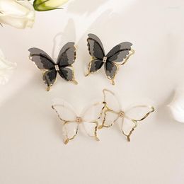 Stud Earrings 2023 Trend Chiffon Butterfly For Women's Korean Fashion Charm Woman Jewellery Luxury Party Girl Unusual Accessories