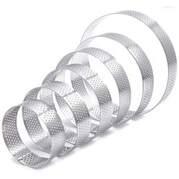 Baking Moulds 6 Pack Perforated Tart Rings Set Stainless Steel Heat-Resistant Cake Mousse Ring Pie Mould For Pastry