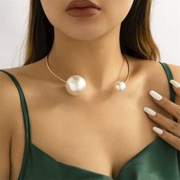 Beaded Necklaces Open Circle with Ccb Pearl Ball Choker Necklace for Women Elegant Wedding Collar Torques 2023 Fashion Jewelry Neck 230613