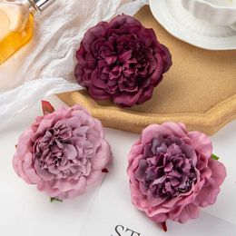 Dried Flowers 100PC Artificial Wholesale Cheap Home Decor Wedding Garden Rose Silk Dahlias Fake Peony Christmas Garland Material