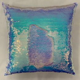 CushionDecorative Pillow Reversible Irridescent Sequins Cushion Cover Sofa Home Magical Color Changing Mermaid Pillowcase 230616