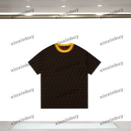 xinxinbuy Men designer Tee t shirt 23ss double letter printing pattern Yellow collar short sleeve cotton women black S-2XL