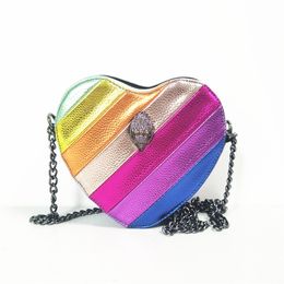 New Arrival Heart Shape Rainbow Women Cross Body Bag Colourful PU Handbag For Christmas Gift