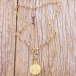Chains RH Fashion Bohemian Jewellery Accessory Links Metal Angel Cross Pendant Necklace Female Boho Gift Drop