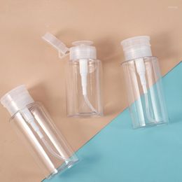 Storage Bottles 150/200/300ml Nail Remover Bottle Press Pump Makeup Refillable Transparent Art Polish Cleaner Small