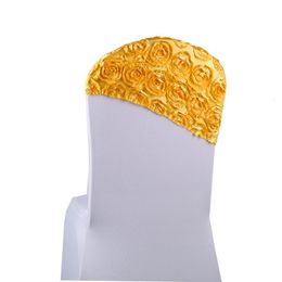 Sashes 10pcsLot 3D Rose Elastic Spandex Chair Bow Sash Stretch Chair Sashes Band Ribbon For Banquet el Wedding Party 230616