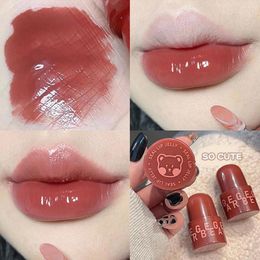 Lip Gloss Bear Seal Mirror Lipsticks Waterproof Lasting Moisturizing No Fading Jelly Glaze Makeup For Women Korean Cosm M3N1