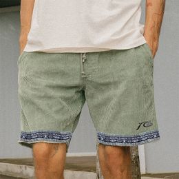 Мужские шорты повседневная модная лоскутная камер для вельвета мужская весна лето пляж пляж короткие брюки отдых мужская уличная одежда 230617