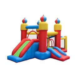 Inflatable Playground Inside Moonwalker Bouncing House Castle Jumping Jumper Moonwalk for Backyard Park Lawn Party Indoor Outdoor Sports Play Fun Gifts Bouncer