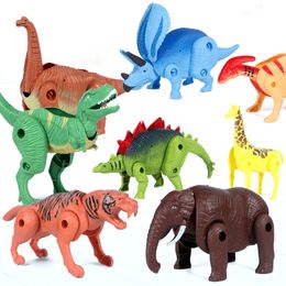 Action Toy Figures Shape-Shifting Dinosaur Toy Animal Model Transformation Giraffe Tiger Lion Elephant Brown Bear Deformation Egg Toy for Children 230616