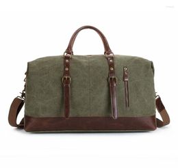 Duffel Bags Casual Canvas Leather Large Capacity Travel Men Women Hand Luggage Duffle Bag Weekend Big Handbags For Unisex