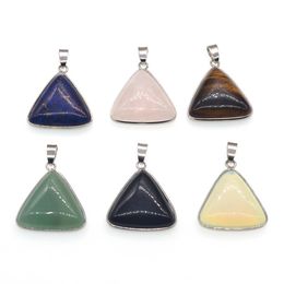 Pendant Necklaces Natural Stone Faceted Triangle Gemstone Charm Energy Healing Crystal Pendants With Golden Bezel Frame For Diy Jewe Dhwpn