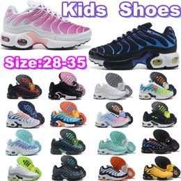 Enfant Running TN Plus Kids shoes Toddlers Youth boys Girls Sneakers rainbow triple white red black gradient kaomoji Children Tennis kid Breathable Trainers