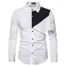 Men's Casual Shirts XS-6XL 2023 Men Women Clothing Personality Tailoring Colorblock Top Long Sleeve Shirt Lovers Plus Size Costumes