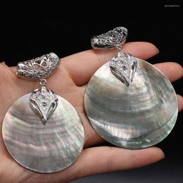 Pendant Necklaces Natural Black Mother Of Pearl Shell Pendants Disc Round Art Charms For Jewelry Making Necklace Gifts