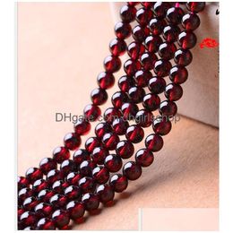 Crystal 3A 4A 5A 6A Garnet Beads Round Pure Natural Semifinished Beaded Bracelets Diy Jewellery Accessories Drop Delivery Dho5Z