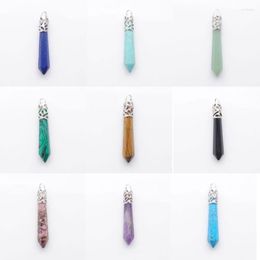 Pendant Necklaces 1pcs Pendants Pendulum Natural Gem Stone Amethyst Rose Quartz Opal Hexagon Prism Accessories Fashion Charms Amulet Jewelry