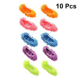 Hand Push Sweepers 10PCS Chenille Dust Mop Slippers Foot Socks Caps Multi Function Floor Cleaning Lazy Shoe Covers Hair Cleaner 230617