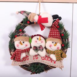 Decorative Flowers 2024 Christmas Door Decor Tree Wreath Doll Xmas Garland Pendant Window Santa Claus Snowman Crafts