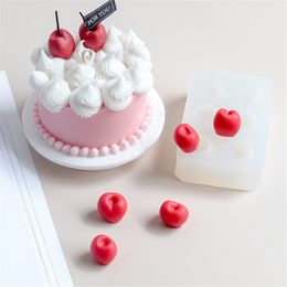 Baking Moulds 3D Cherry Mold Scented Candle Material Simulation Fruit Fondant Cake Silicone Decorating Making Tool 230616