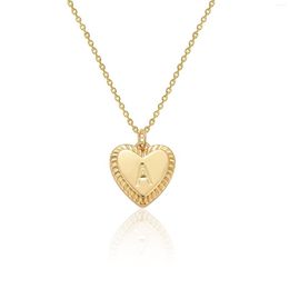 Pendant Necklaces Gold-plated Brass Love Heart A-Z 26 Letter Initial Alphabet Necklace Women 2023 Fashion Copper Chain Jewellery Gift