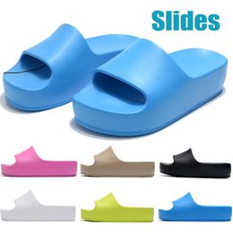 2023 New designer slippers Chunky Slides Fluo Pink yellow beige white black summer beach sandals luxurys fashion flats womens slide outdoor slipper shoes