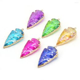 Pendant Necklaces Natural Stone Crystal Pendants Multi-color Arrow Shape Charms For Jewellery Making Diy Women Necklace Earrings Gifts