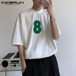 Men's T Shirts INCERUN 2023 Men Shirt Patchwork O-neck Short Sleeve Oversize Streetwear Casual Clothing Summer Korean Male Tee Tops S-5XL