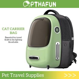 Strollers Cat Carrier Bag Pet Carrier Backpack Space Capsule BuiltIn Fan Lighting Outdoor Travel Carry Bags Cats Small Dog Breathable Bag