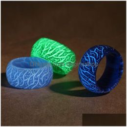 Solitaire Ring Jewellery Luminous Rings Fluorescent Trend Resin Glow In The Dark Finger Band Halloween Party 1Pcs Drop Delivery Dhepj