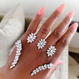 Bangle Stonefans Luxury Leaf Shape Hand Palm Bracelet Cuff For Women Adjustable Claw Open Zircon Accessory Jewellery