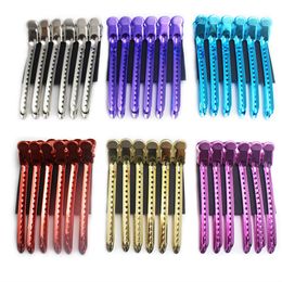 Hair Clips 12Pcs/ Box Aluminum Hair Clip Heat Resistant Metal Hairdressing Clip For Salon Hair Styling Hair Perm Clips For Barber 230616