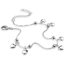 Anklets 925 Sterling Heart Anklet For Women Lovely Simple Love Sier Chains Girl Summer Collocation Ornaments Gift Drop Delive Dhgarden Dhoob