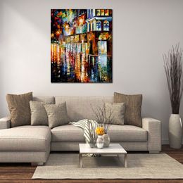 Contemporary Canvas Wall Art West Palm Beach City Place Handcrafted Landscape Painting New House Decor