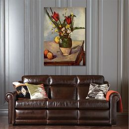 Famous Still Life Canvas Wall Art Still Life Tulips and Apples Paul Cezanne Painting Beautiful Dining Room Decor