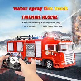 ElectricRC Car High simulation remote control sprinkler fire truck toy light music rescue RC car children's toy boy gift 230616