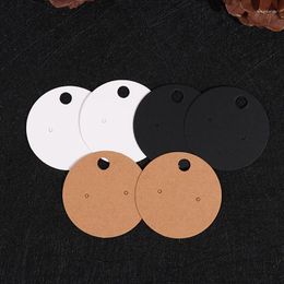 Jewellery Pouches 100pcs Kraft Paperboard Round Studs Earring Cards 5x5cm Drop Clip Display Card Black Brown Price Tag Labels