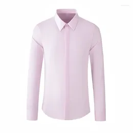 Men's Casual Shirts MINGLU Solid Colour Simple Classics Men's High Quality Long Sleeve Business Covered Button Party Man Dress