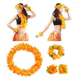 Decorative Flowers Garland Headband 4Pcs/Set Classic Vibrant Colour Lightweight Beach Tropical Hawaiian Lei Set Party Supplies