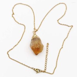 Pendant Necklaces Natural Stone Raw Ore Irregular Topaz Phnom Penh Necklace Pendants Crystal Charms DIY Fashion Jewellery Making Accessories