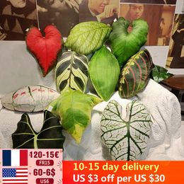 CushionDecorative Pillow Green Leaf Pillow Cushion for Living Room Sofa Tropical Plant Chair Cushion Home Decorative Pillows Birthday Gifts 230616