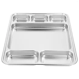 Dinnerware Sets Stainless Steel Grid Plate Divided Dish Storage Western Dining Household Tableware Kids Snack Container