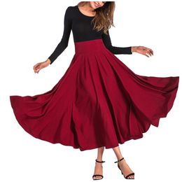 Skirts Women Long Skirt High Waist Retro Vintage Swing Elegant Pleated Belted Rockabilly Maxi With Pockets Drop Delivery Apparel Wom Dh4Fh