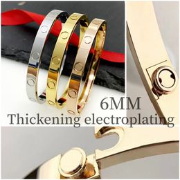 Fashion designer jewelry bracelets with box designer bracelet thickened coating wide version screw bracelet gold cuff bracelet 6MM luxury bangle Valentine Gift 5A