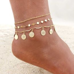 Anklets Gold Color for Woman Stainless Steel Chain Bracelet on the Leg Summer Holidays Beach Foot Gift Jewelri Young Girls 230607