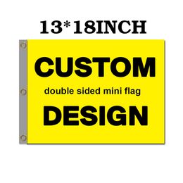 Banner Flags Custom 13x18 Inch Double Sided Mini Flag Boat Polyester Sport Advertising Club Gift Outdoor Indoor Selling 230616