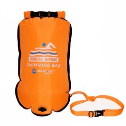 Inflatable Floats tubes 20L Inflatable Open PVC Swimming Buoy Tow Float Dry Bag Double AirBag With Belt High Visibility Swimming Water Sport Safety Bag 230616