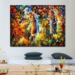 Handmade Canvas Art Two Sisters Contemporary Oil Paintings Streets People Painting Bathroom Decor